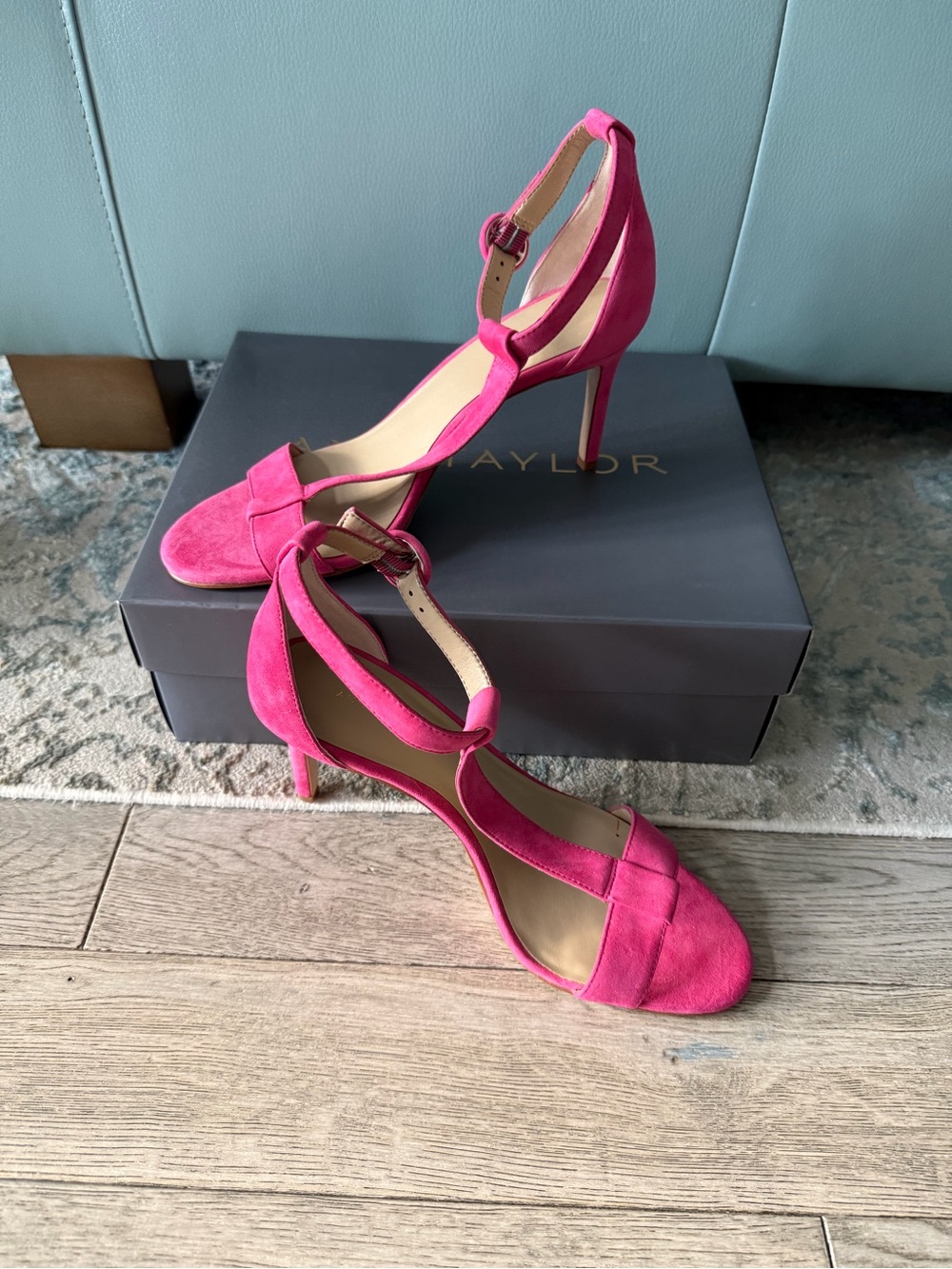 Ann Taylor Hot Pink Suede Ankle-Strap Heels - 8.5